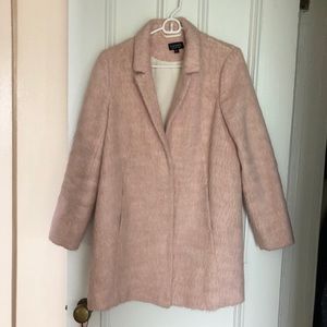Topshop fuzzy pink faux fur coat, size 6!